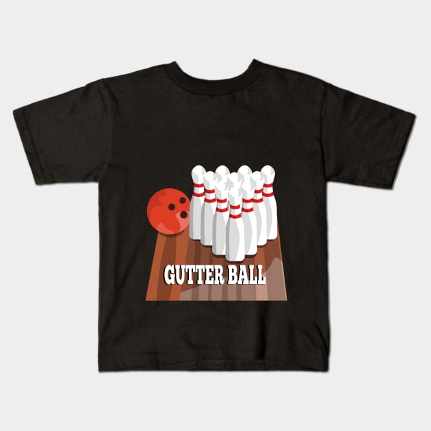 Tenpin bowling Gutter Ball Kids T-Shirt by mailboxdisco